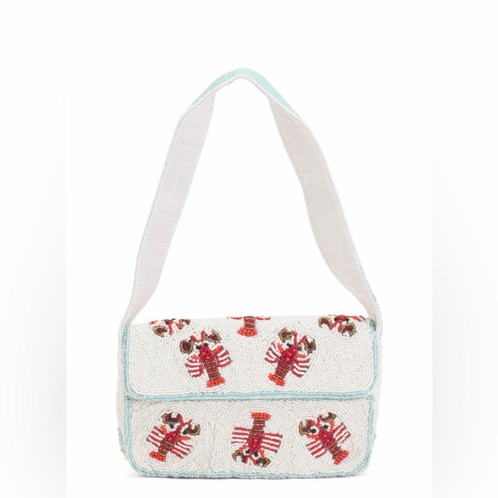 NWT new sol mer beaded shoulder bag lobster White Red blue Fiona purse